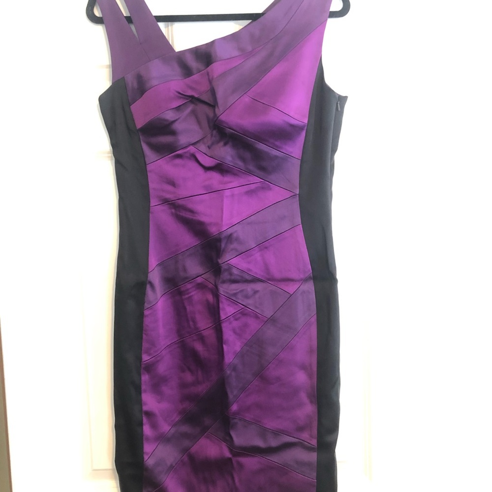 Purple satin sheath dress